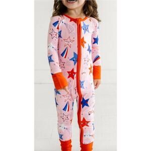 Little Sleepies Zippy Bamboo Pajamas 4th Of July Stars 2T Stars‎ and Stripes